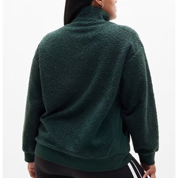 Athleta Forever Fleece Cloud 1/4 Zip Sweatshirt Color Pine - Picture 4 of 5